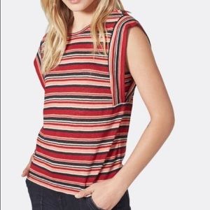 Joie Striped Linen Sleeveless Blouse